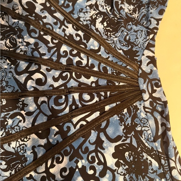 Connected Apparel Blue Sheath Dress with V-Neck Flutter Cap Sleeves Stretchy 12 - Picture 9 of 13